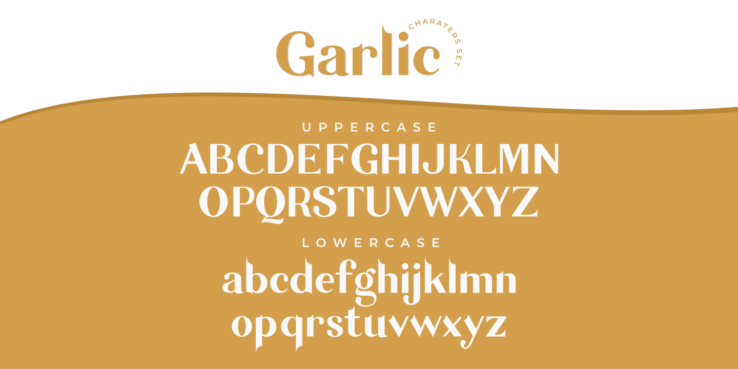 Пример шрифта Garlic Outline Italic